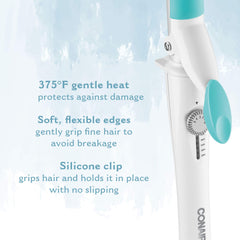 Conair OhSoKind heat settings dial highlights safe-range options for delicate hair.
