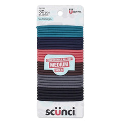 Conair Scunci No Damage elastics in a colorful pack for versatile hair styling.