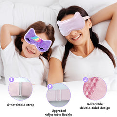 CONBELLA plush-side eye mask demonstrates direct-skin comfort and spa-like relaxation.