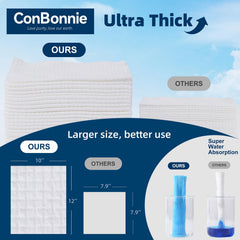 Conbonnie Clean Face Towels XL plant-fiber material for eco-friendly disposables.