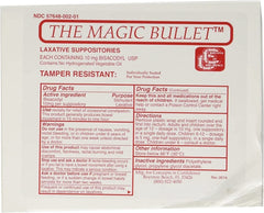 Concepts In Confidence Magic Bullet suppositories packaging showing four sleeves for convenient use.