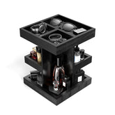 Coneqwliy wooden Cologne Organizer stand with 360° rotation for easy bottle access.