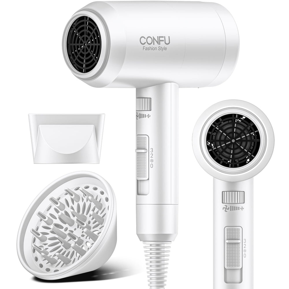 Confu hair dryer compact design showing portable travel-friendly build for quick drying