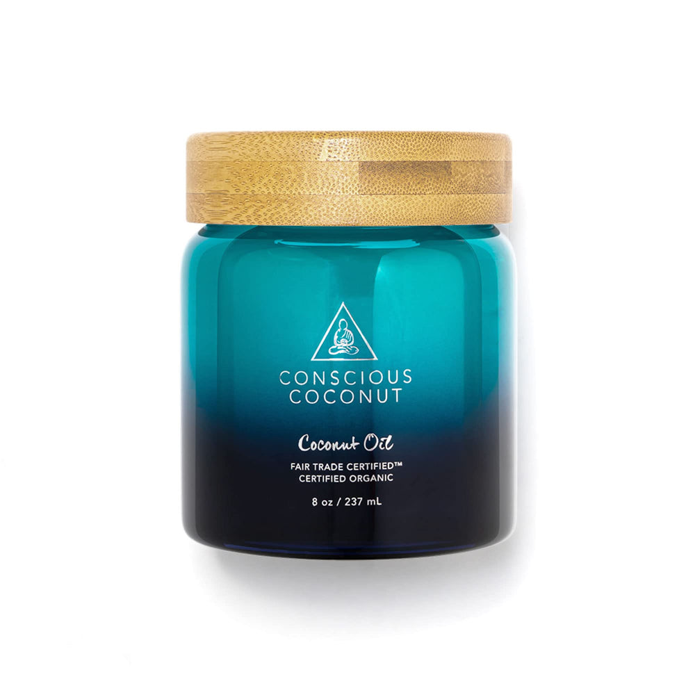 Conscious Coconut Therapeutic Coconut Oil jar front view for family use and multi-task care.