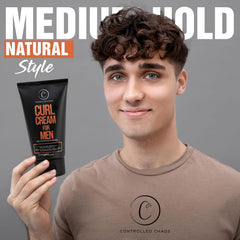 Controlled Chaos Curl Cream for Men hands applying cream to define natural waves