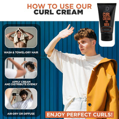 Controlled Chaos Curl Cream for Men silky hair with a lightweight, non-greasy finish