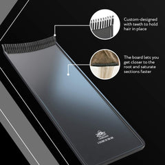 Cooboard highlighting paddle side-teeth close-up, showing easy lift and separation of hair sections.