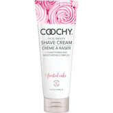 Coochy Shave Cream Frosted Cake jar close-up showing creamy texture for silky skin
