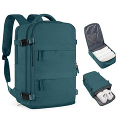 Coofay travel backpack front view shows airline-approved compact design for easy carry-on use.