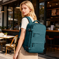 Coofay travel backpack laptop compartment demonstrates organized storage for up to 15.6-inch devices.