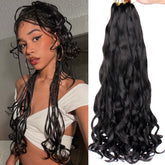 COOKOO French curl braiding hair 22in in 1B shows smooth, natural-looking twists for versatile styles.