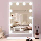 COOLJEEN makeup mirror with lights showing 12 LEDs for even illumination