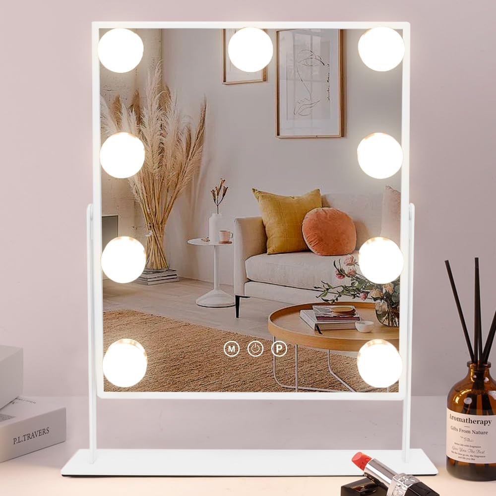 COOLJEEN vanity mirror with 9 LEDs provides even lighting for makeup