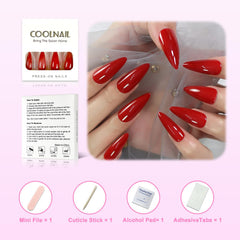 Coolnail press-ons with mini file and glue sheet for quick home manicure