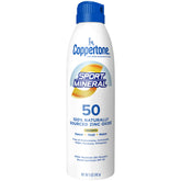 Coppertone SPORT Mineral SPF 50 spray bottle shown for easy, spray-on protection during workouts