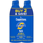 Coppertone Sport Sunscreen Spray application at an angle for easy coverage during workouts.