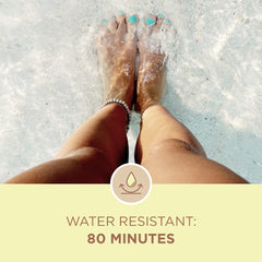 Coppertone Sunscreen Water-Resistant 80 Minutes image shows durable protection during swimming.