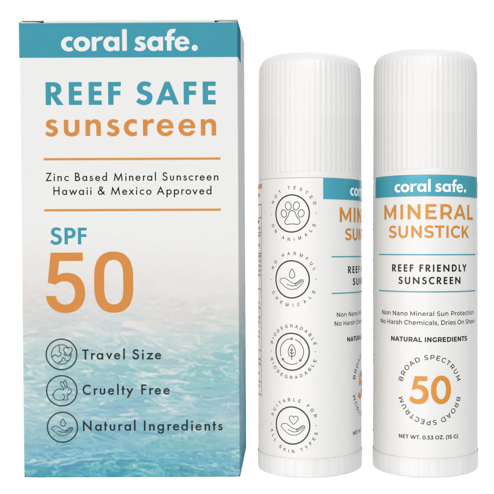 Coral Safe reef-safe SPF50 face stick pack for travel