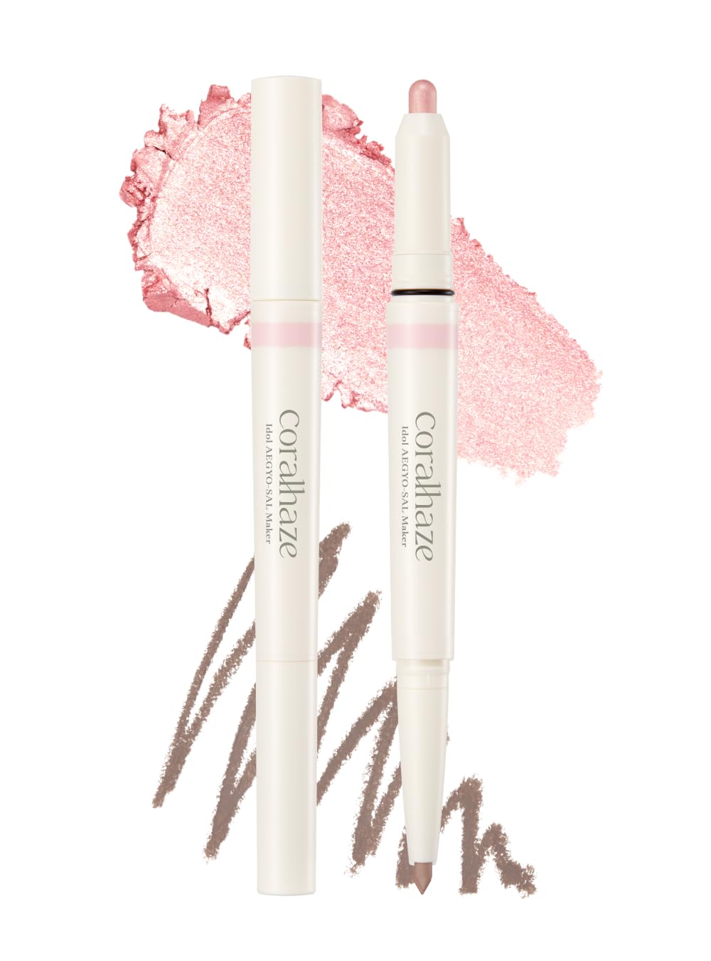 CORALHAZE Idol aegyo-sal 02 sparkling-pink-stick enhances bright eyes with long-lasting shimmer.