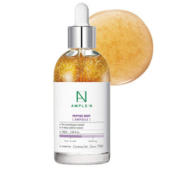 Coreana AMPLE:N peptide shot ampoule bottle shows anti aging formula for wrinkle reduction