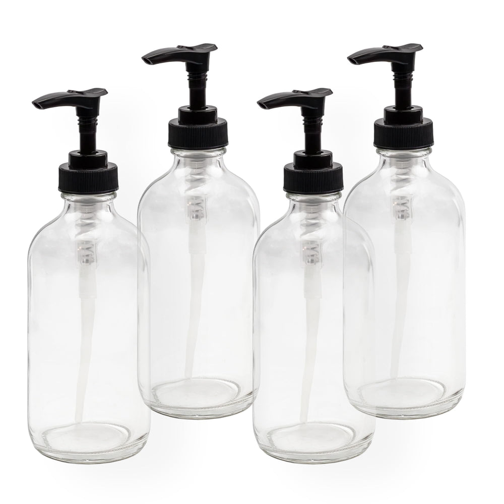 Cornucopia Brands 8oz clear glass Boston bottle shows contents clearly for DIY essential oil blends.