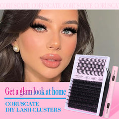 CORUSCATE 100D volume lash clusters 12-20mm for dramatic fullness at home