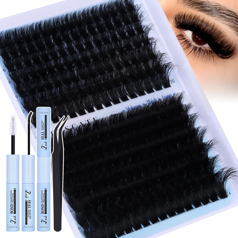 CORUSCATE Lash Clusters Kit 160D+260D shows bold volume for dramatic daily looks.