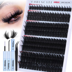 CORUSCATE Spiky Lash Clusters Kit 120D packaging for bold, dramatic lash looks.