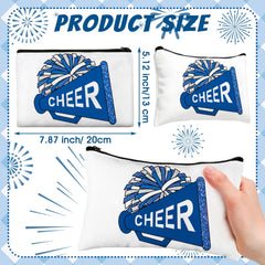 Cosblank cheer makeup bag blue closeup canvas emphasizes sturdy material for daily use and travel