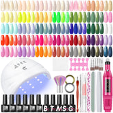 COSCELIA 53PCS gel nail kit with UV lamp displays a complete at-home setup