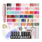 COSCELIA 66pcs gel nail kit with UV light enables at-home salon-quality manicures.