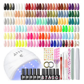 COSCELIA gel nail kit with 40 colors and UV light enables at-home salon-quality nails.