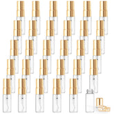 Cositina 3ml mini glass bottle with clear body and gold lid for travel fragrance samples.