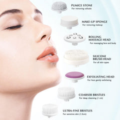 COSLUS bristle heads assortment supports sensitive skin cleansing.