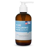 Cosmedica Hyaluronic Acid Serum bottle closeup showing hydration focus and bottle clarity