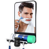 COSMIRROR fogless shower mirror keeps shaving clear in steamy bathrooms.