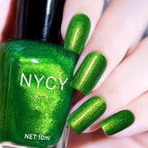 COSMOO Green Nail Polish closeup shimmer demonstrates vibrant color