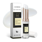 COSMOO snail-peptide eye-stick application for easy under-eye treatment and puffiness reduction.