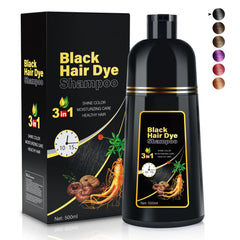 Cosmpro Black Hair Dye Shampoo cover-01 provides full gray coverage for a natural look.