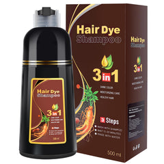 Cosmpro Brown Hair Dye Shampoo coverage shows gray blending for a natural look.