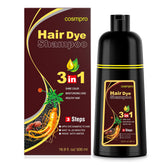 cosmpro dark brown hair dye shampoo application shows easy at-home gray coverage