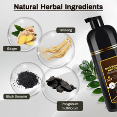 Cosmpro dark brown hair dye shampoo natural-ingredients highlights Polygonum multiflorum and ginseng.