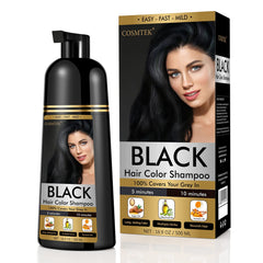 COSMTEK Black Dye Shampoo bottle front showing natural herbal formula for color deposition