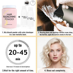 COSMTEK blue bleach powder closeup highlights the lift-ready formula for even results.
