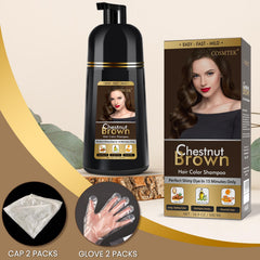 COSMTEK Chestnut Brown application scene shows easy dry-hair color deposit