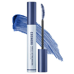 COSNORI royal blue mascara bottle shows all-day color payoff.