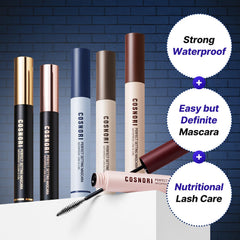 COSNORI royal blue mascara brush applies precise curl for defined lashes.