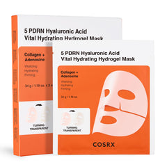 COSRX 5 PDRN Hyaluronic Acid Hydrogel Mask pack closeup highlights hydrating formula for glass glow skin