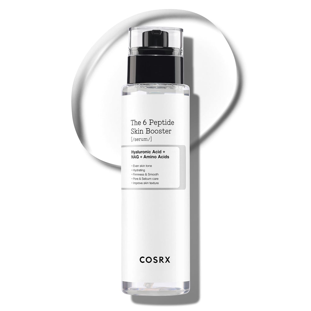 COSRX 6X peptide-toner-serum pump demonstrates quick absorption and elasticity boost.