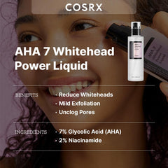 COSRX 7% Glycolic Acid Whitehead Power Liquid cap shown for precise dosing.